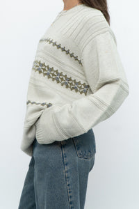 Vintage x Slate Grey Patterned Knit Sweater (XS-L)