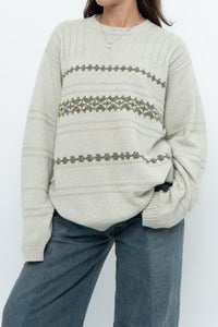 Vintage x Slate Grey Patterned Knit Sweater (XS-L)