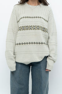 Vintage x Slate Grey Patterned Knit Sweater (XS-L)