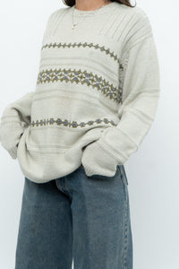 Vintage x Slate Grey Patterned Knit Sweater (XS-L)
