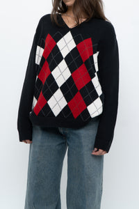 Vintage x TOMMY HILFIGER Cotton Argyle Knit Sweater (XS-L)