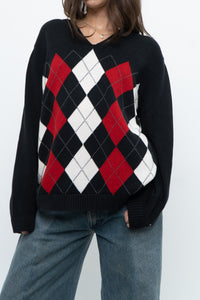 Vintage x TOMMY HILFIGER Cotton Argyle Knit Sweater (XS-L)