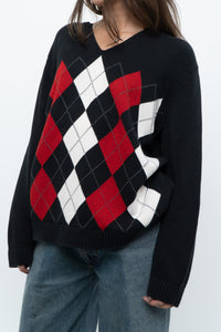 Vintage x TOMMY HILFIGER Cotton Argyle Knit Sweater (XS-L)