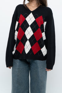 Vintage x TOMMY HILFIGER Cotton Argyle Knit Sweater (XS-L)