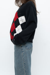 Vintage x TOMMY HILFIGER Cotton Argyle Knit Sweater (XS-L)