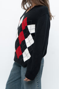 Vintage x TOMMY HILFIGER Cotton Argyle Knit Sweater (XS-L)