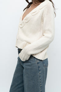 Vintage x Cream Cableknit Soft Cropped Swaeter (XS-M)