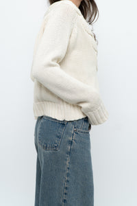 Vintage x Cream Cableknit Soft Cropped Swaeter (XS-M)