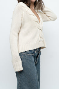 Vintage x Cream Cableknit Soft Cropped Swaeter (XS-M)