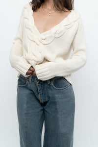 Vintage x Cream Cableknit Soft Cropped Swaeter (XS-M)