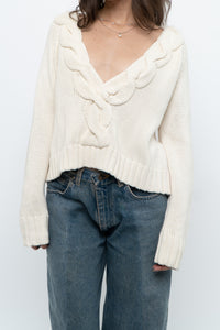 Vintage x Cream Cableknit Soft Cropped Swaeter (XS-M)