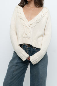 Vintage x Cream Cableknit Soft Cropped Swaeter (XS-M)