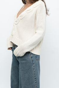 Vintage x Cream Cableknit Soft Cropped Swaeter (XS-M)