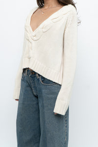 Vintage x Cream Cableknit Soft Cropped Swaeter (XS-M)