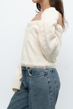 Load image into Gallery viewer, Vintage x Made in Hong Kong x Cream Pearl Beaded Off-Shoulder Sweater (S, M)