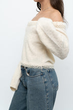 Load image into Gallery viewer, Vintage x Made in Hong Kong x Cream Pearl Beaded Off-Shoulder Sweater (S, M)
