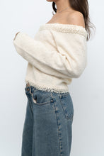 Load image into Gallery viewer, Vintage x Made in Hong Kong x Cream Pearl Beaded Off-Shoulder Sweater (S, M)