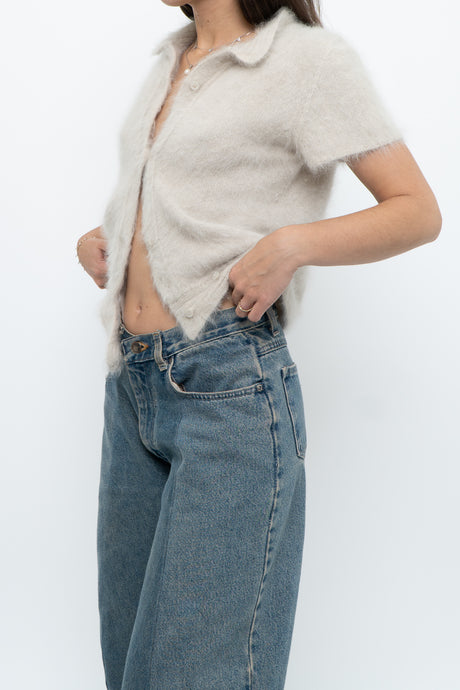 Vintage x Made in Romania x HOLT RENFREWxMAX MARA Pale Grey Angora Sweater (XS-M)