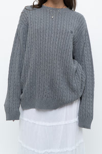 Vintage x CHAPS Grey Cableknit Cotton Sweater (XS-L)