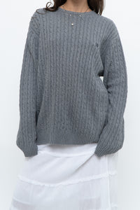 Vintage x CHAPS Grey Cableknit Cotton Sweater (XS-L)