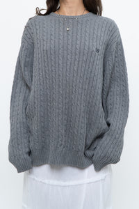 Vintage x CHAPS Grey Cableknit Cotton Sweater (XS-L)