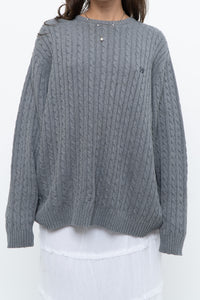 Vintage x CHAPS Grey Cableknit Cotton Sweater (XS-L)