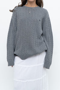 Vintage x CHAPS Grey Cableknit Cotton Sweater (XS-L)