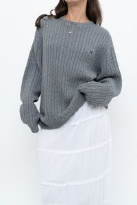 Vintage x CHAPS Grey Cableknit Cotton Sweater (XS-L)