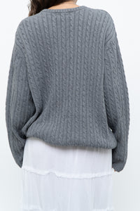 Vintage x CHAPS Grey Cableknit Cotton Sweater (XS-L)