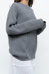 Vintage x CHAPS Grey Cableknit Cotton Sweater (XS-L)