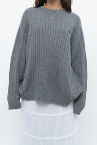 Vintage x CHAPS Grey Cableknit Cotton Sweater (XS-L)