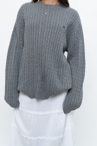 Vintage x CHAPS Grey Cableknit Cotton Sweater (XS-L)