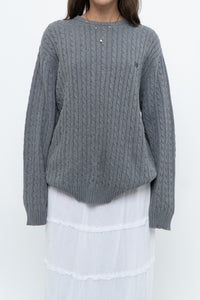 Vintage x CHAPS Grey Cableknit Cotton Sweater (XS-L)