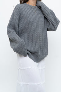 Vintage x CHAPS Grey Cableknit Cotton Sweater (XS-L)