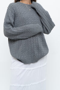 Vintage x CHAPS Grey Cableknit Cotton Sweater (XS-L)