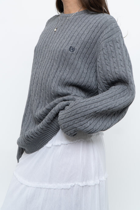 Vintage x CHAPS Grey Cableknit Cotton Sweater (XS-L)