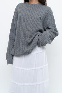 Vintage x CHAPS Grey Cableknit Cotton Sweater (XS-L)
