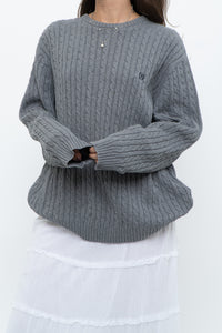 Vintage x CHAPS Grey Cableknit Cotton Sweater (XS-L)