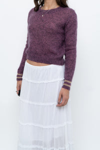 RUBY x Heathered Purple Mohair Cropped Sweater (XS-M)