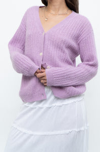 DES PETITS HAUTS x Purple Mohair-blend Cardigan (XS-M)