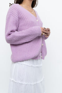DES PETITS HAUTS x Purple Mohair-blend Cardigan (XS-M)