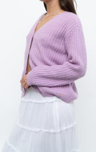 DES PETITS HAUTS x Purple Mohair-blend Cardigan (XS-M)
