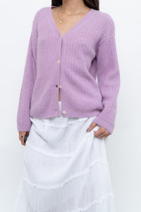 DES PETITS HAUTS x Purple Mohair-blend Cardigan (XS-M)