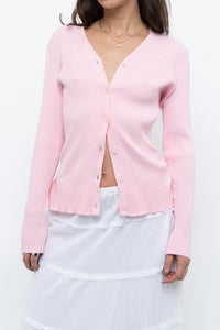 Modern x Baby Pink Ribbed Cardigan (S, M)
