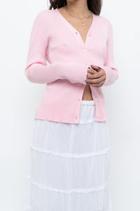Modern x Baby Pink Ribbed Cardigan (S, M)