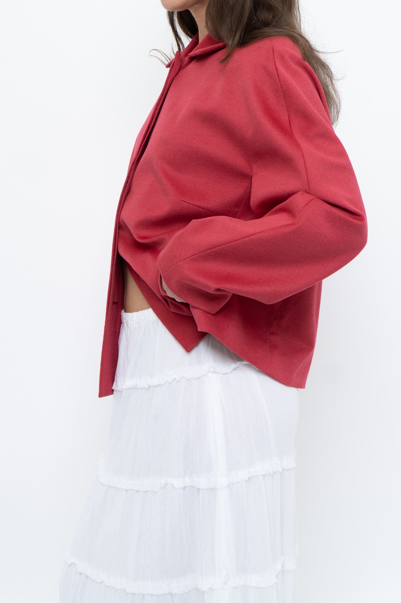 AKRIS x Watermelon Pink Wool, Angora Cropped Soft Jacket (XS-L)