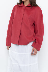 AKRIS x Watermelon Pink Wool, Angora Cropped Soft Jacket (XS-L)