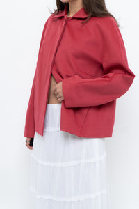 AKRIS x Watermelon Pink Wool, Angora Cropped Soft Jacket (XS-L)