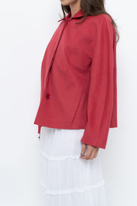 AKRIS x Watermelon Pink Wool, Angora Cropped Soft Jacket (XS-L)