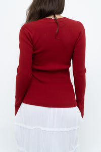 WILFRED x Red Ribbed Long Sleeve Knit (M)